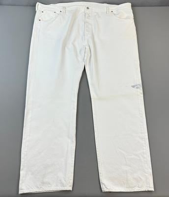 Levis 501 Jeans Mens Big & Tall 52x34 White Denim Original Fit