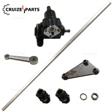 Vega Steering Box + 36" Dd Steering Shaft Pitman Arm Black U-Joints & Bracket