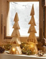 Holz Tannenbaum Adventsdekoration 2X Weihnachtsdeko Shabby 30 + 37 Cm Dekofigur
