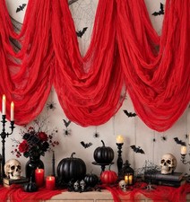 600 X 80 in Halloween Creepy Cloth for Yard and Outdoor Decorations, Red