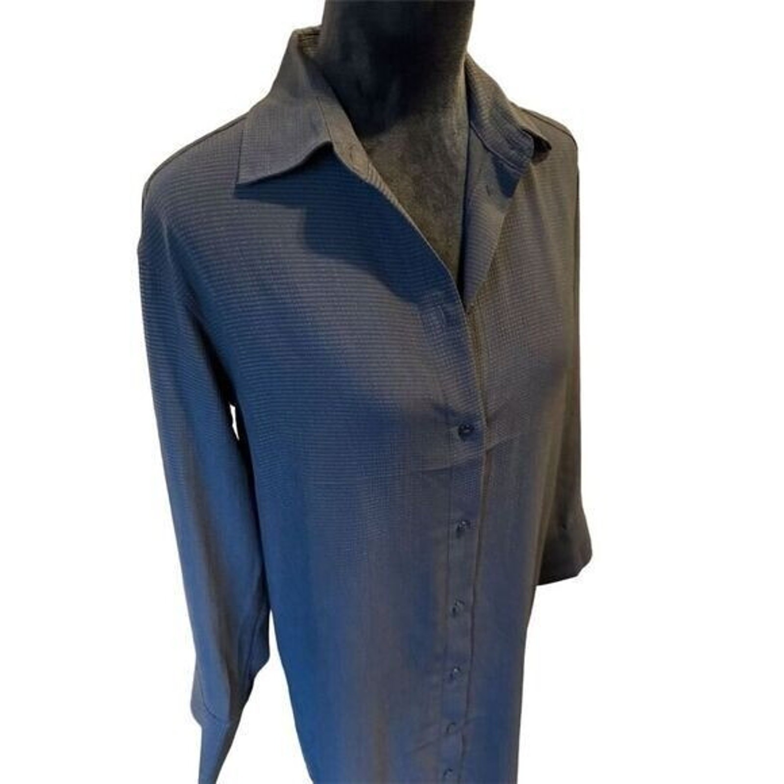 H&M Women's Black Long Sleeve Button-Down Midi Shirt Dress XS thumbnail 6