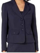 NWT Le Suit Woman Navy Blazer Jacket Size 18W Plus Structured Career 265