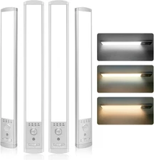 Under Cabinet Lighting, 4Pack Motion Sensor Light Indoor with 3 Color Temps, Rec