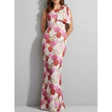 $325 NWT SACHIN & BABI Chelsea One Shoulder Bow Gown, Campo Di Fiore, 6 (US)