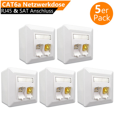 5x Kombi Cat6a Netzwerkdose Keystone Jack Modul RJ45 CAT LAN + TV SAT F-Antenne