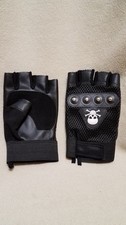 Black With Skull, Fingerless, Biker Gloves