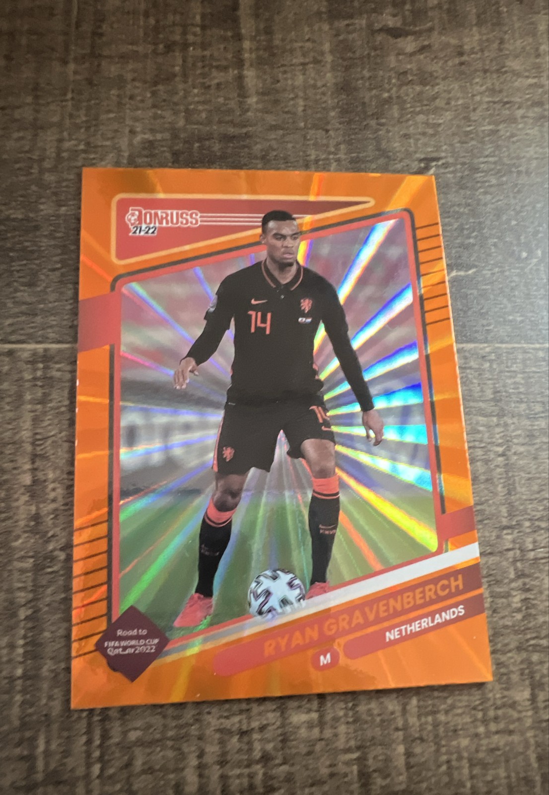 2021-22 Panini Donruss Road to Qatar - Ryan Gravenberch #96 Holo Orange Laser