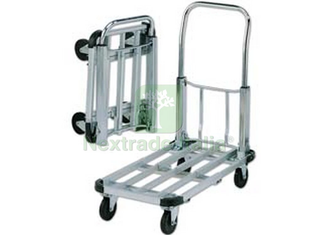 Carrello Portacarichi Pieghevole In Acciaio - 4 Ruote In Gomma, Capacità 45kg, Dimensioni 99x38x31 Cm