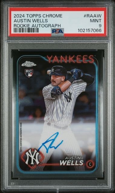 2024 Topps Chrome Rookie Autographs Austin Wells Rookie #RAAW PSA 9 MINT Yankees