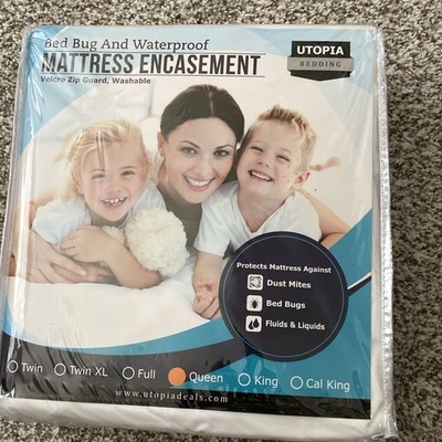 QUEEN Zippered Mattress Encasement Waterproof Protector Utopia Bedding NEW