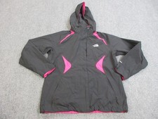 The North Face HyVent Rain Jacket Womens Large Black Pink Hooded Waterproof A6FB