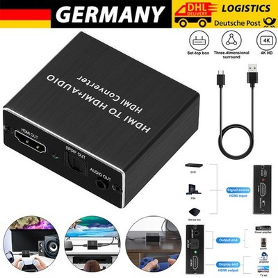 HDMI Stereo Audio Extractor Converter 4K * 2K HDMI to HDMI + Optical SPDIF 3.5mm