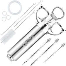 Meat Injector Syringe Kit, 2-oz Large Capacity Marinade Turkey Injector with 3pc