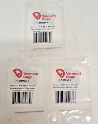 Vermont Gage - 112101500 - 1.50MM Plus - Class ZZ Pin Gage Lot of 3
