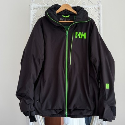 Helly Hansen Sogn Shell Ski Jacket XL Black Green Waterproof Primaloft RECCO