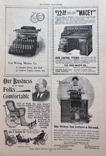 Antica macchina da scrivere 1898 pubblicità Yoist & Duplex + scrivania Macey Rolltop AD #N1474