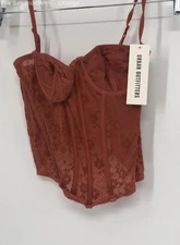 Urban Outfitters Womens Red Sleeveless Spaghetti Strap Corset Blouse Top Size S