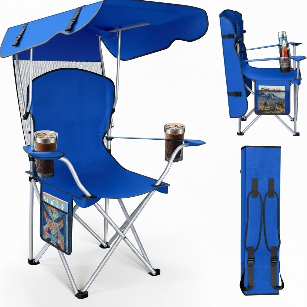 W/ Canopy Shade Sun Protection Camping Sports Chair