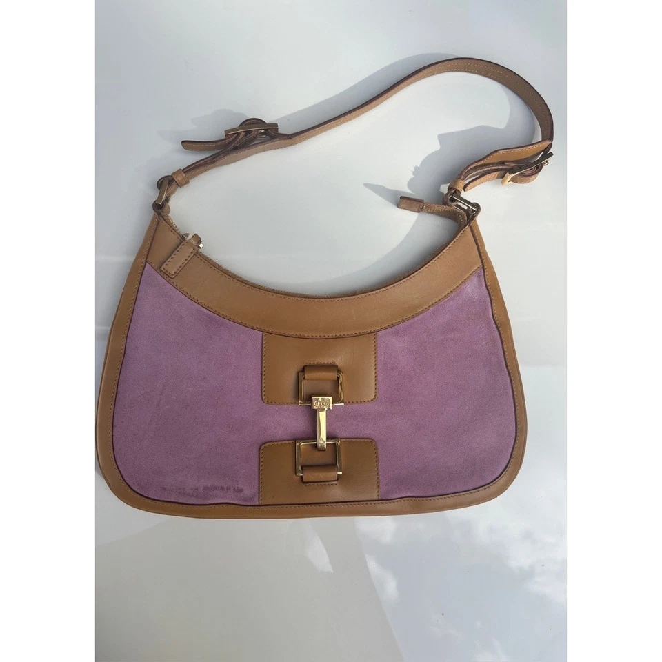 GUCCI Jackie Shoulderbag Half Moon Pink Suede Tan Leather - Image 2 of 4