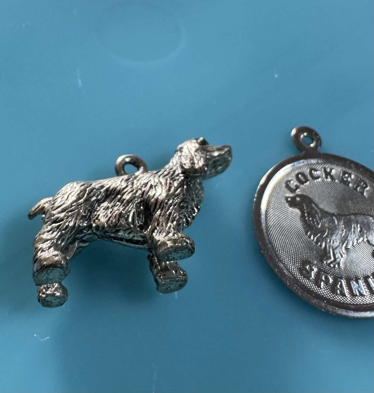 VTG Cocker Spaniel Puppy Dog Solid Charm Pendant … - image 5