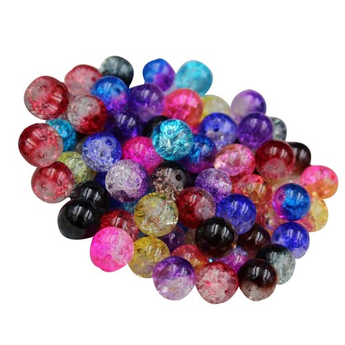 8mm Perles Rondes de Verre Craquele, 240pcs Billes de Cristal Craquelé, Perles Craquelées Colorées avec Trous pour Collier Bracelet Bijoux Fabrication DIY Artisanat