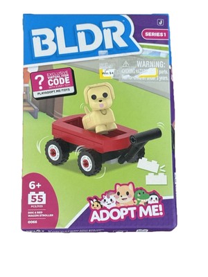 BLDR Adopt Me Dog & Red Wagon Stroller Series 1 55 Pieces Virtual Code New