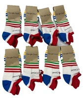 8 Pairs Google Cloud Sock Club Rainbow Stripe Ankle Socks NWT