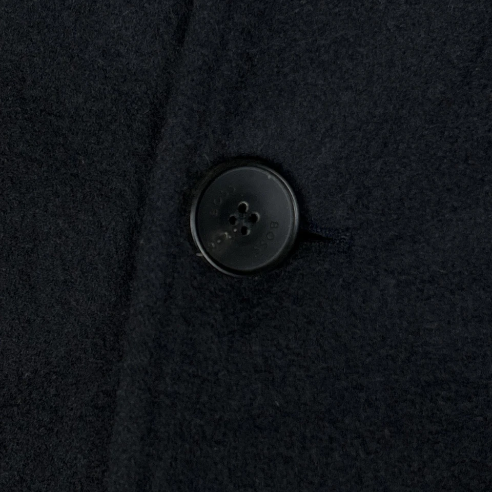 Hugo Boss Coat Mens 36R Black Wool Blend Overcoat Topcoat Long Winter Jacket - Image 3 of 4