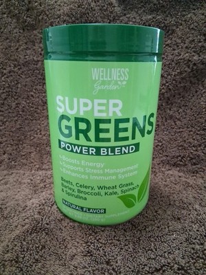 WELLNESS garden SUPER GREENS POWER BLEND, Natural Flavor 9.88 OZ. Exp: 12/2026
