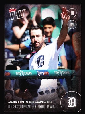 Justin Verlander Tigers 2000 StrikeOut vs Twins Eddie Rosario 2016 Topps NOW #82