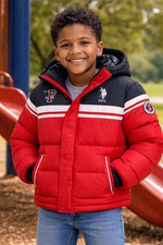 Kids U.S. Polo Assn. Black Puffer Hooded Winter Coat Size 7