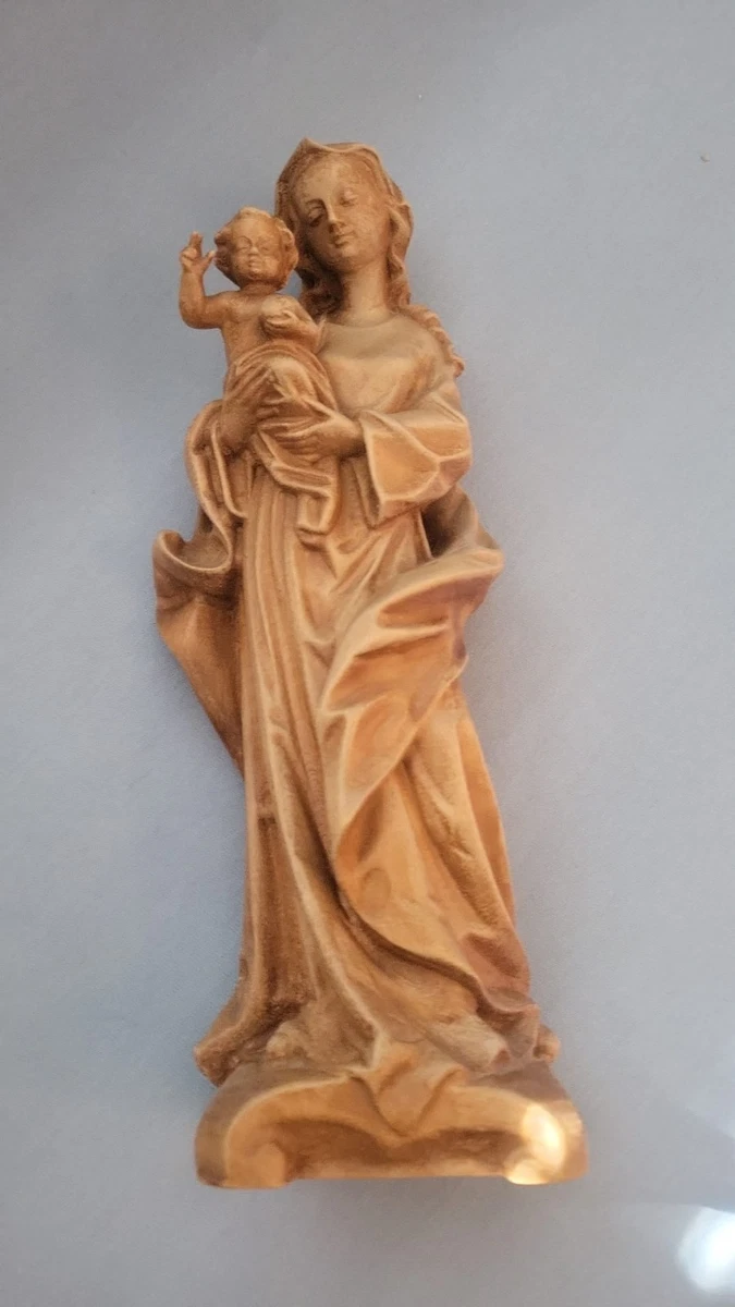 Maria-Figur aus Geschnitztem Holz mit Jesuskind Ca. 30 Cm Hoch Vintage Retro