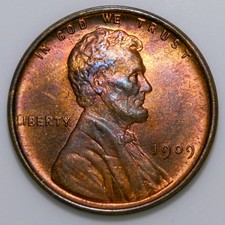 1909 VDB Lincoln Wheat Penny Cent BU i818
