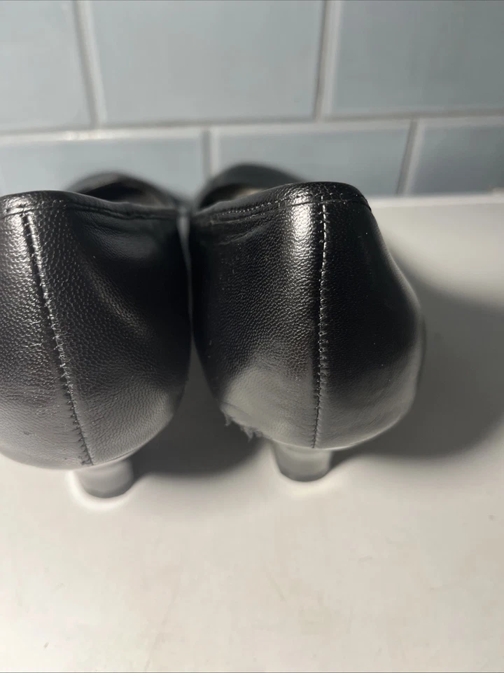 Aerosoles Shoes Womens 12 M Pump Black Tincel Slip On Heels Leather Round - Image 4 of 4