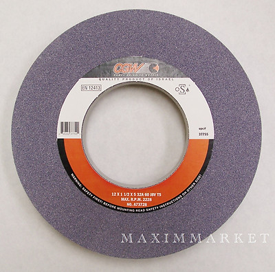 Lot of 2 CGW 12'' x 1-1/2'' x 5'' Mono-Cristalline 32A, T-5 Surface Grinding Wheels