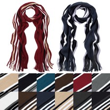 Classic Premium Unisex Striped Winter Knit Fringe Scarf - Different Colors