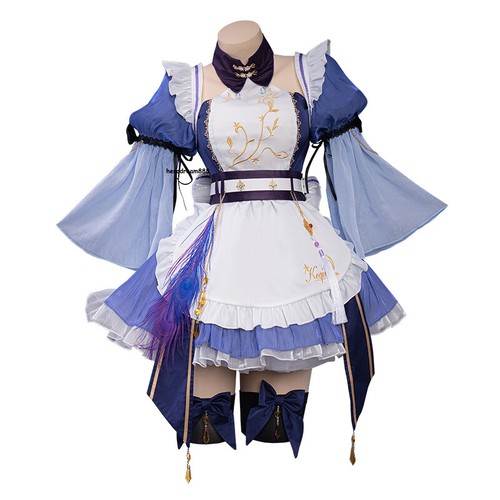 Genshin Impact Keqing Maid Dress Cosplay Women Costume Girl Outfit