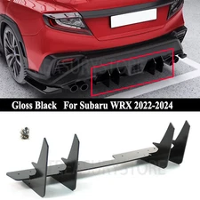 For Subaru WRX VB 2022-2024 Gloss Black V Style Shark Fin Rear Bumper Diffuser