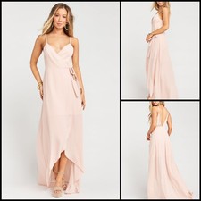 Show Me Your MuMu Mariah Wrap Dress Dusty Blush Crisp Formal Wedding Size S