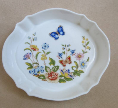 AYNSLEY Fine Bone English China COTTAGE GARDEN ovale Schmuckschale/Anstecknadel Tablett