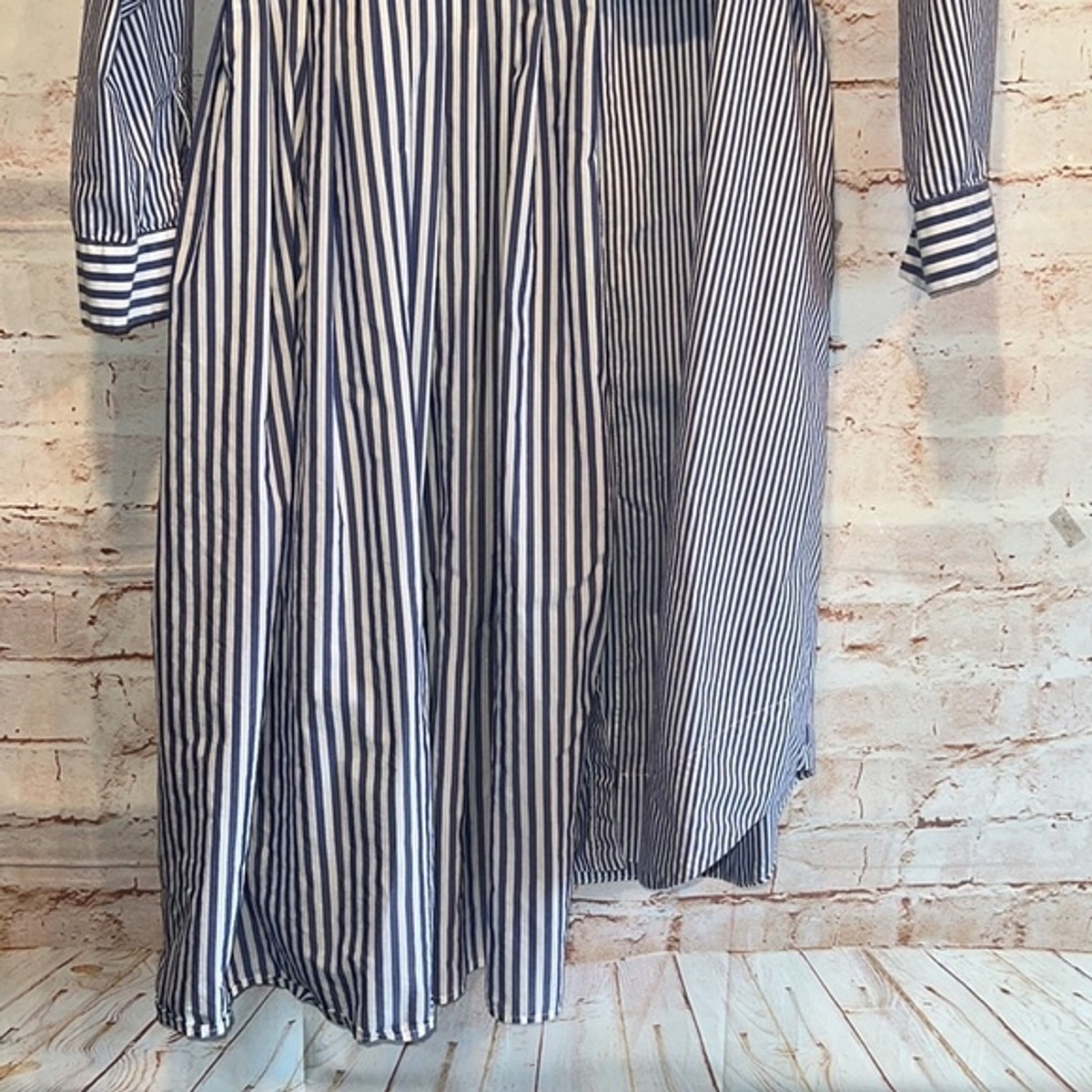 MaxMara weekend Dress striped cotton 4 stand up collar blue