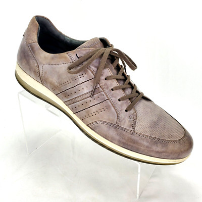 ECCO Men s Distressed Gray Leather Sneakers Lace Up Shoes Size US 13  EU 47