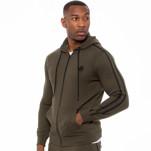 Enzo Mens Zip Up Hoodie Fleece Hoody Top Plain Stripe Casual Hooded Sweat Jacket - Picture 5 of 41