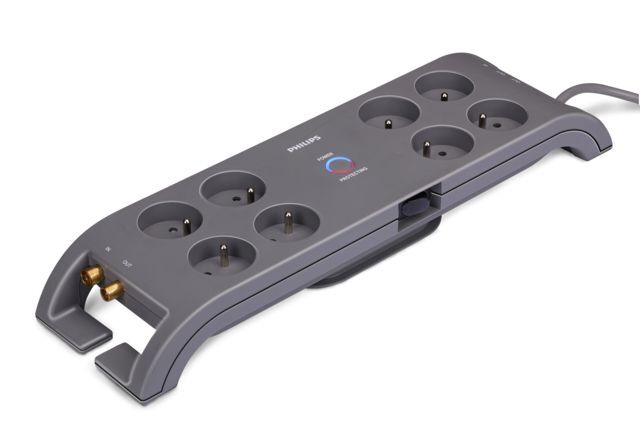 Philips 8-fach Steckdose - SPN5085B/19 - 230V - Typ E - Schwarz 