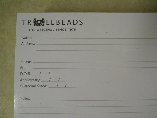 Troll Beads Trollbeads 4 x 6 Order Forms Client Information Cards x 100 - Picture 2 of 3