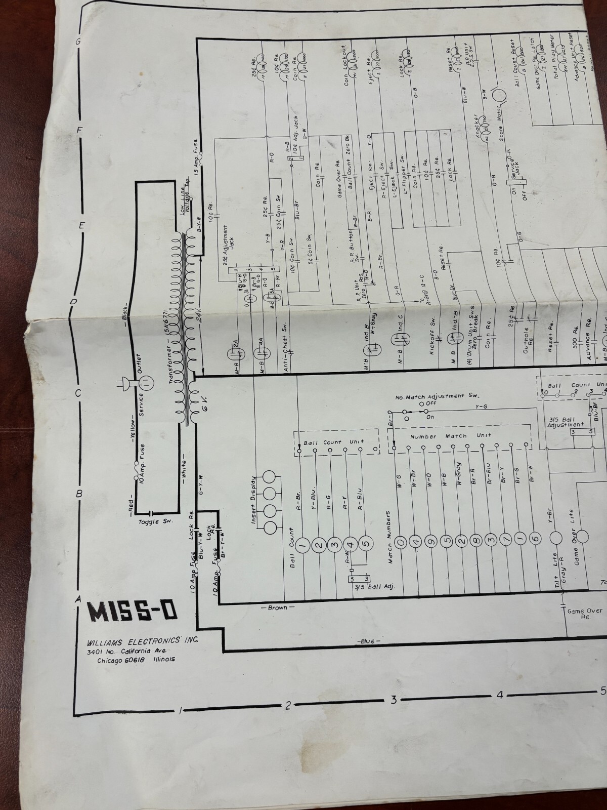ORIGINAL-WILLIAMS-MISS O-PINBALL-SCHEMATICS