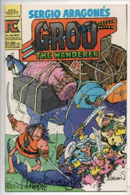 GROO #3,  NM-, Signed by Sergio Aragones, Pacific, 1982 1983, Conan Parody