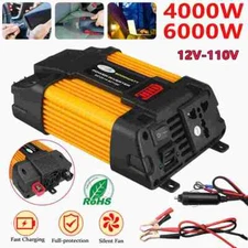 6000W Convertidor De DC 12V A 110V AC Con USB Para Carro Auto Inversor Corriente