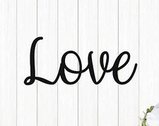 Love Metal Sign Love Sign Love Metal Word Cursive Love Home Sign Rustic