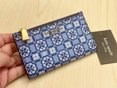 Kate Spade Spade Flower Monogram Coated Canvas Small Slim Bifold